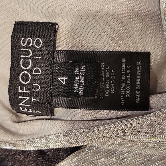 ENFOCUS STUDIO silver and black sleeveless dress.  Ties in back. Size is 4. - Picture 9 of 10